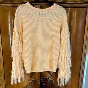 NWOT Simple Pale Peach Sweater w/ Fringed Sleeves